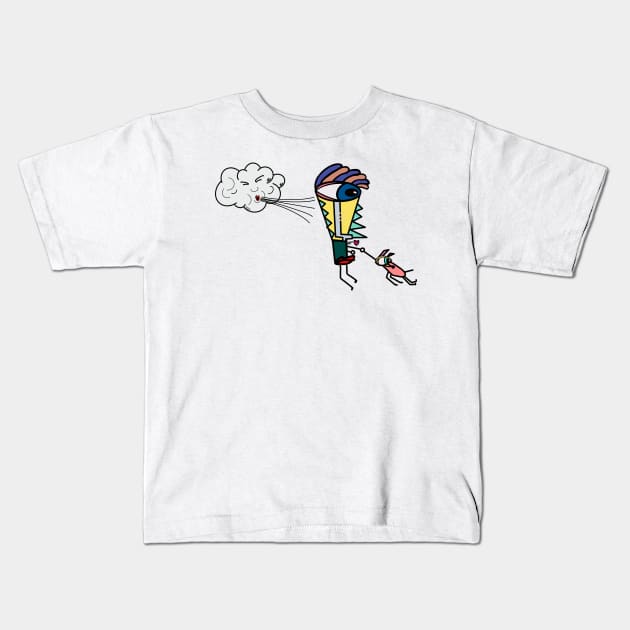 BoBo and DoBo against the Wind Kids T-Shirt by Elisabeth Sandikci